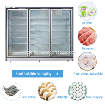 3 Glastür Kommerzielle Kühlschrank Anzeigen gefrorenes Essen